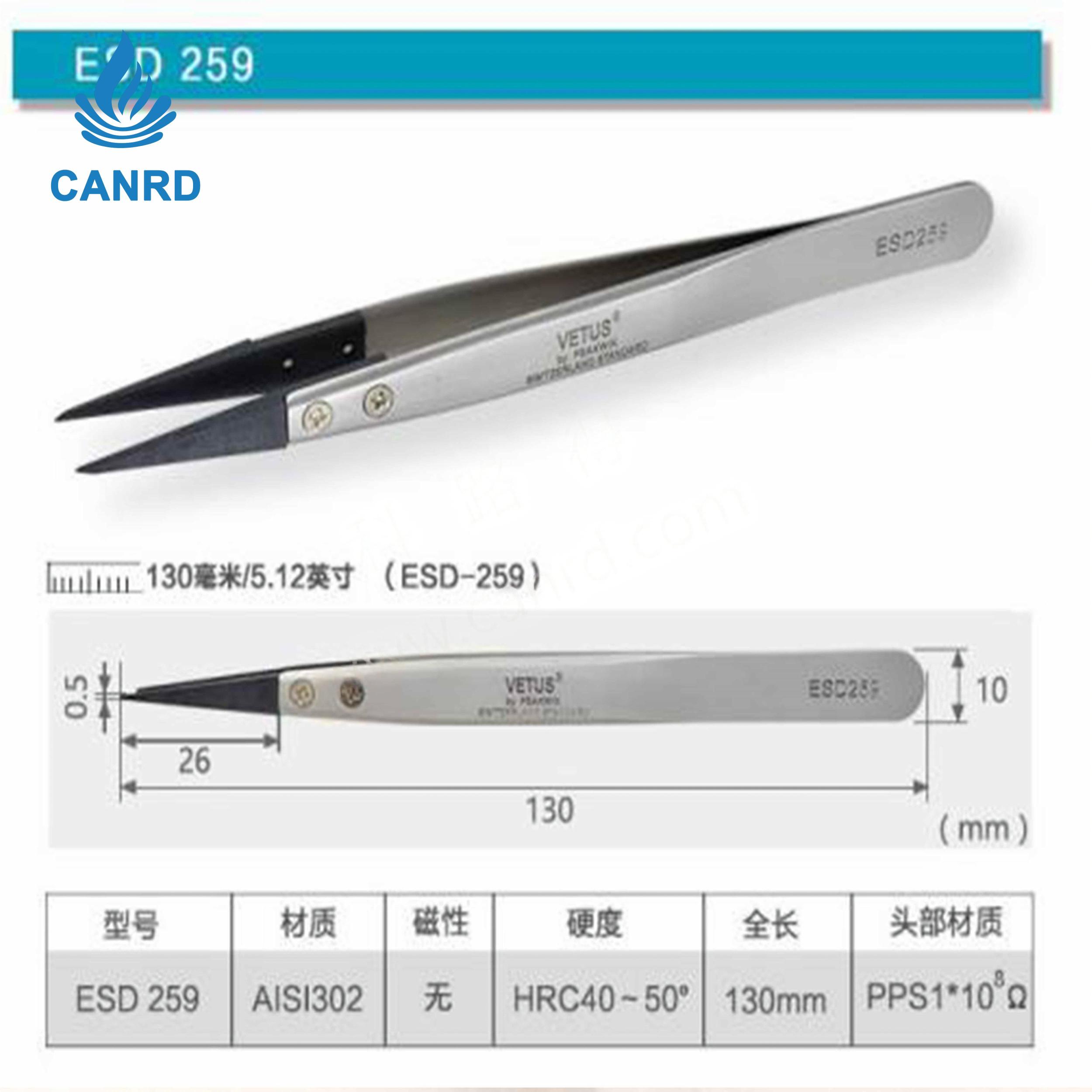 Antistatic Carbon Fiber Replaceable Tip Tweezers